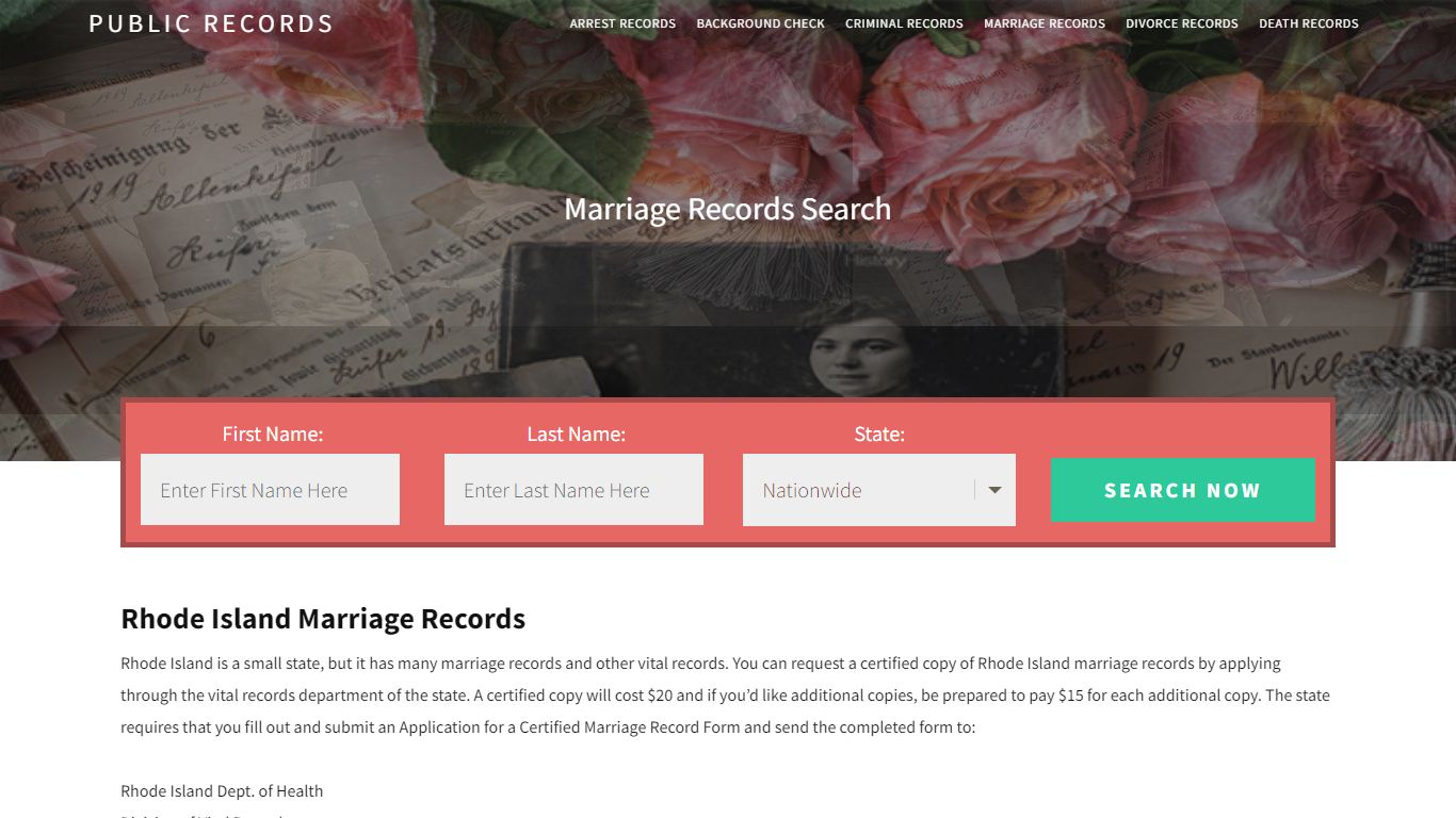 Rhode Island Marriage Records - Public Records